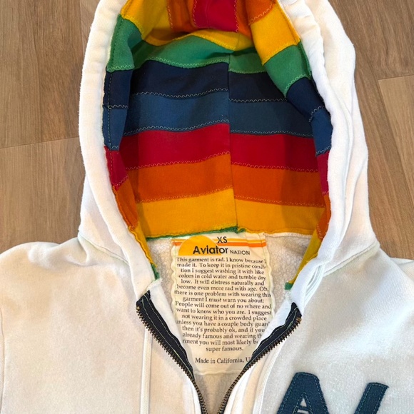 Aviator Nation White Rainbow Hoodie - X-Small (RARE) - Picture 8 of 16